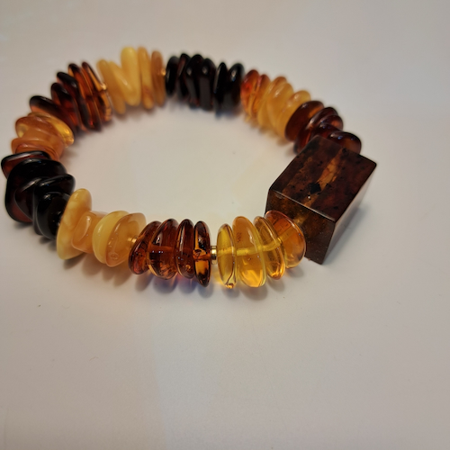 HW-546 Bracelet, Multi-Color Nuggets, Square Chunk, Stretchy $122 at Hunter Wolff Gallery